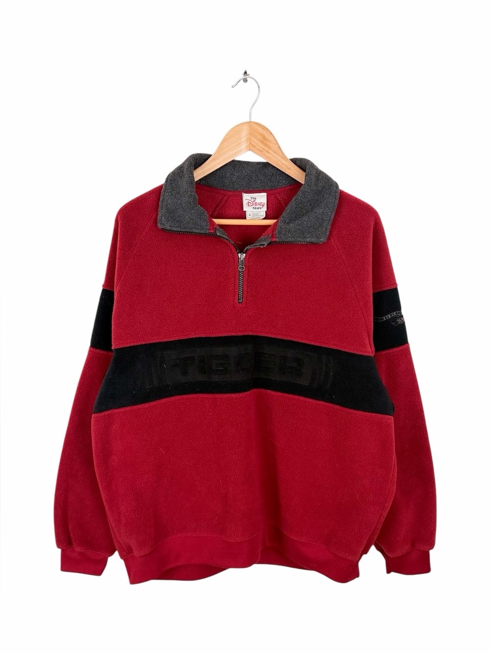 Disney Store Tigger Fleece Quarter-Zip Pullover Red Mens Medium Vintage 90s